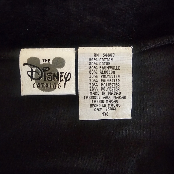 Disney Catalog Mickey Velour Jacket Womens 1XL Black Full Zip Sweatshirt Pockets - Picture 11 of 11
